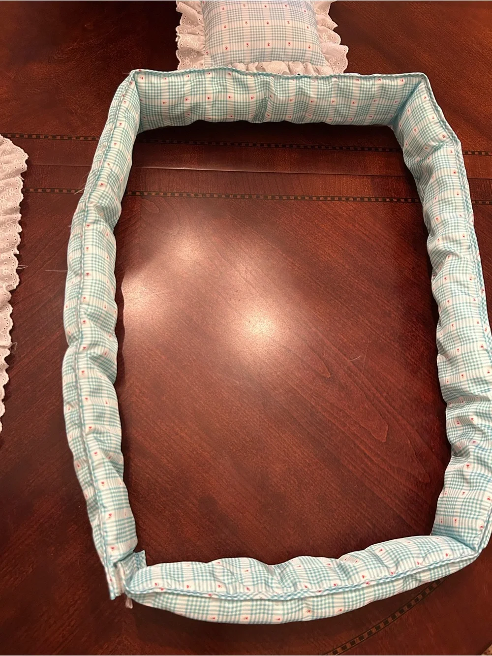 Like New American Girl Bitty Baby Plaid Quilted Bedding Set🩵🌹🩷